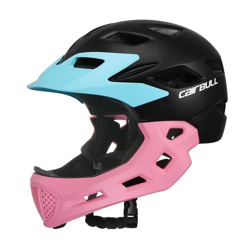 Cairbull 어린이 자전거 헬멧 전체 얼굴 Casco Mtb 산악 도로 자전거 전체 덮여 헬멧 아이 내리막 Fullface 사이클링 헬멧|자전거 헬멧| 1개 A0 Black A0 