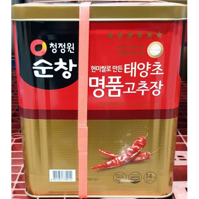 84 소주샵 / 말통 업소 대상 태양초 고추장 골드 14kg 청정원 순창 식당용 고추장소스 고추장 고추장, 단일 수량