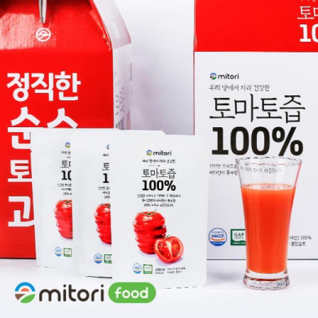 [미토리푸드] 해썹인증 갈아만든 100% 토마토즙 100ml x 30팩 50팩 선택형