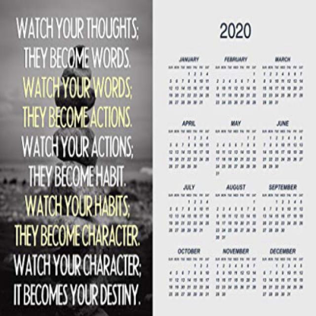 Watch Your Thoughts Buddha Quote Motivational 2020 Calendar Poster 12x18 Inch 부처님 견적 동기 ​​부여 2020 캘린, nullSET