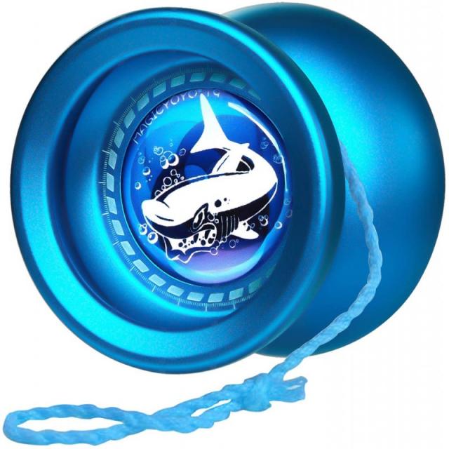 MAGICYO 반응 Yoyo T9 Shark-Blue 전문 합금 Yo Yo Yo Yo for Kids 초보자 + 교체 무응답 Yoyo Bearing + 탈거 Bearing Tool, 단일옵션