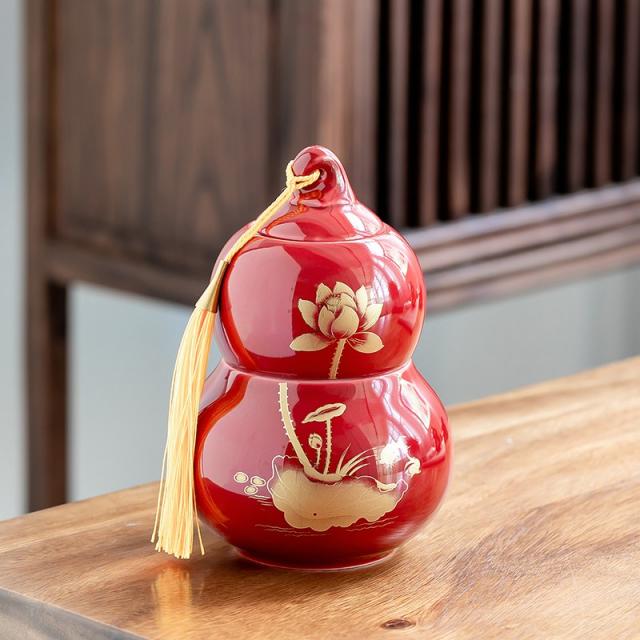 호이스트 티캔 세라믹 밀폐탱크 수납함 저장 탱크 예치 가정용 미디엄 드레싱 방습, 석류나무 조롱박 차단지