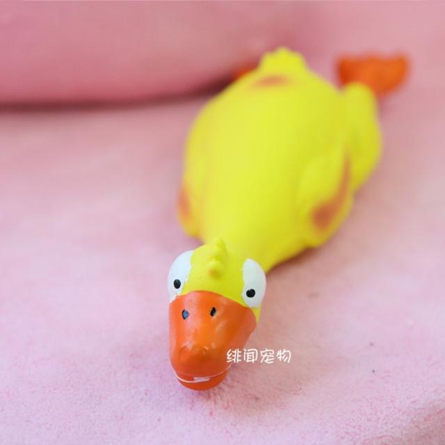 애완 동물 강아지 고양이 라텍스 고무 장난감, 22cm 노란색 오리개