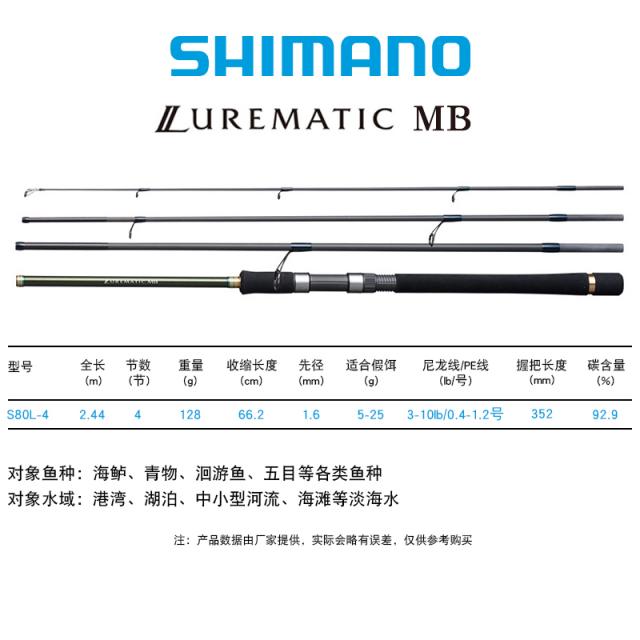 루어 SHIMANO 히마노 LUREMATIC 곧은자루 총 미물 넙치 원투 입이 딱 벌어지다 농어낚시대 611334031, S80L-4 사절 (곧은자루 2. 4