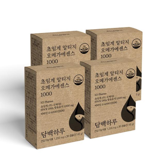 담백하루 초임계 알티지 오메가3 에센스 1000 4개월 4박스 비타민D600IU 120캡슐