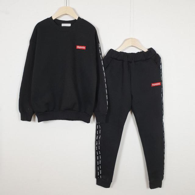 [말괄량이]슈프림 기모 맨투맨세트 남녀공용 여아 남아 상하의세트 초등학생옷 기본핏