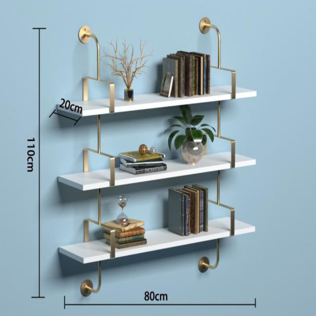 북유럽 골드 시스템벽선반 벽걸이책꽂이 책장 매장 제품 진열 디스플레이 인테리어 벽선반 세트, 3단 80cm