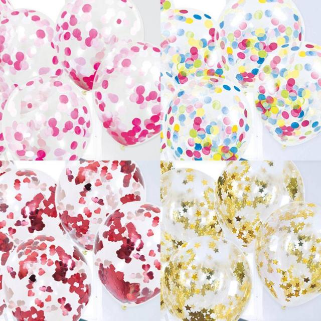 (3팩묶음)색상조각들이 들어있는 컨페티풍선 5개입1팩 주문폭주, 메탈릭하트레드