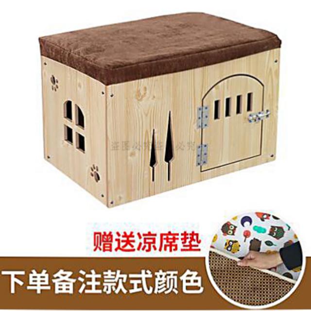 애견하우스 17종 목제 강아지 고양이 하우스 스툴 의자하우스, 직사각형 덧문에 돗자리 매트