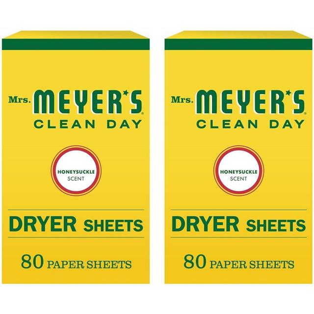 미세스 메이어스 드라이 시트 80매 2팩 허니석클 클린 데이 Mrs. Meyer's Clean Day Dryer Sheets Honeysuckle 80 ct, 1set