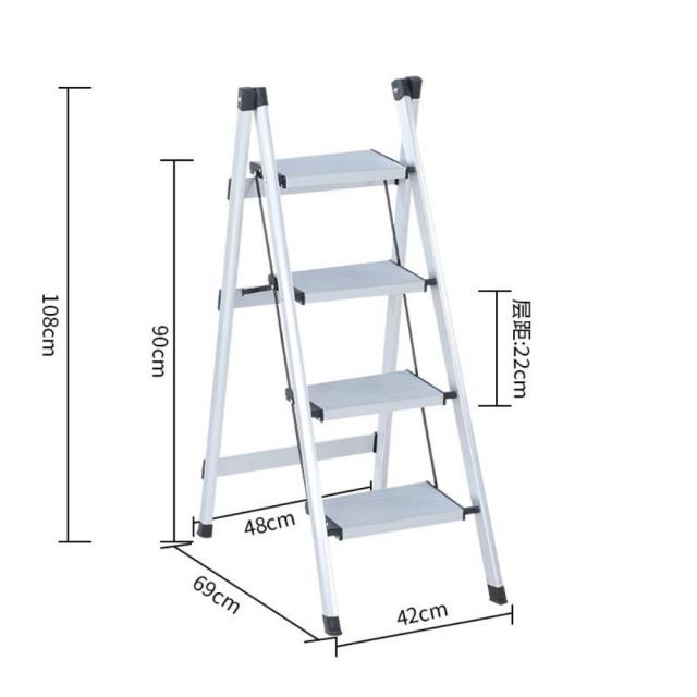 차박사다리 접이식 휴대용 캠핑 야외 가정용 비상용 매장용 안전발판 난간 받침대 스탠드, 알루미늄4단계제평두개