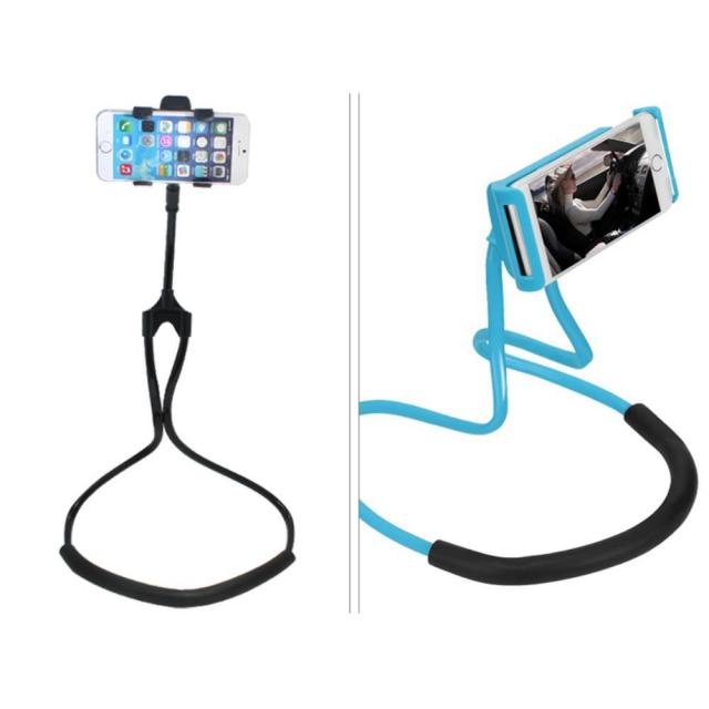 입원 누워 목에 거는 걸이형 핸드폰거치대 핸드폰고정 스마트폰고정 고정대, 집게-화이트