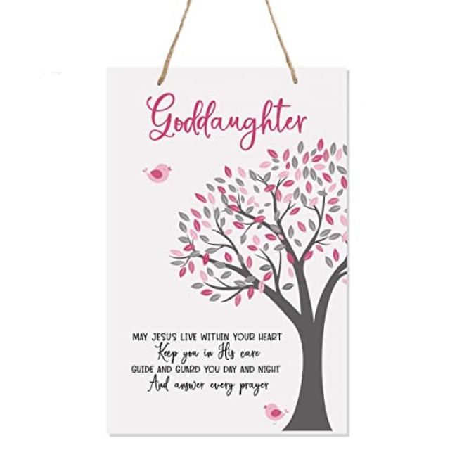 LifeSong Milestones 침례식 아들 딸을위한 현대 로프 나무 기호 딸 Godchild Godson Godshaughter 자식 첫 (May Jesus Within), May Jesus Within, May Jesus Within