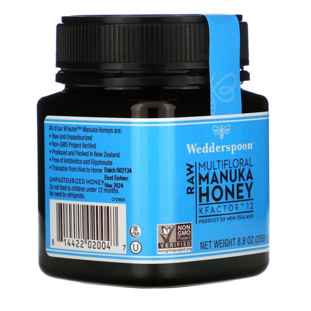 Wedderspoon Raw Multifloral Manuka Honey 웨더스푼 로우 단일화 마누카꿀 KFactor12 8.8oz(250g) 1개