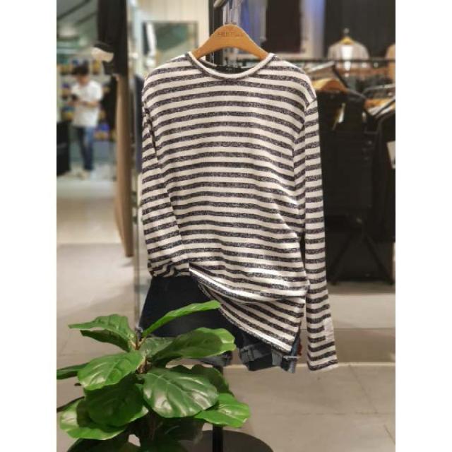 [현대백화점][HUM] (H175U006) 남녀공용 슬럽 면스트라이프티셔츠
