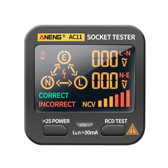 ANENG 상당수의 AC11의 LCD 소켓 테스터 그라운드 제로 라인 파이어 와이어 위상 극성 전기 누설 감지기 다기능 검전기 미국 규정은 건전지없이 제공, 1개