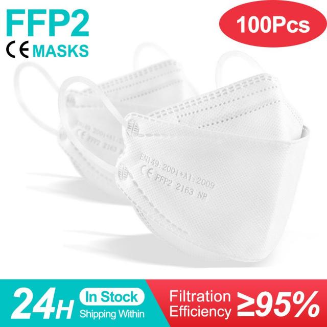 컬러 피쉬 마스카라 FFP2 KN95 마스크 한국 인증 마스카라 fpp2 동질가 호흡기 ffp2mask ce 재사용 가능한 마스크 마스크, adult white 100pcs_3