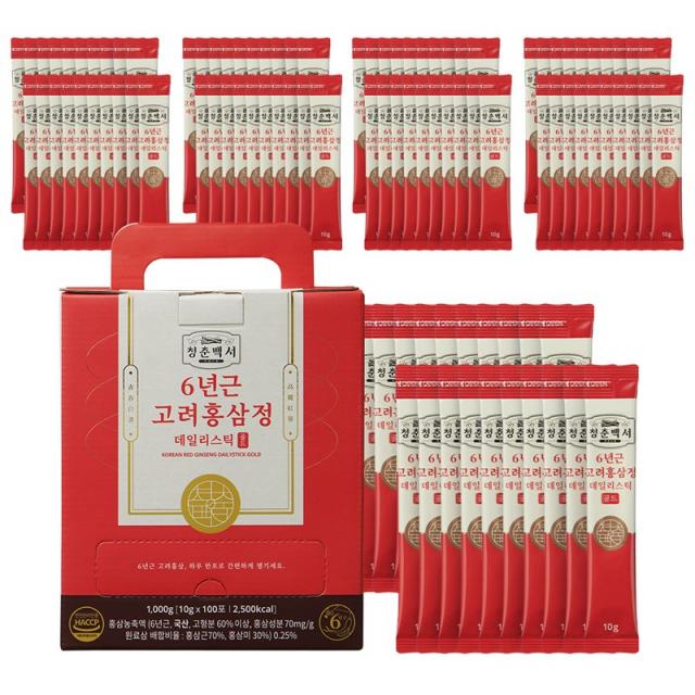 청춘백서 6년근 고려홍삼정 데일리스틱 골드 10g 100포