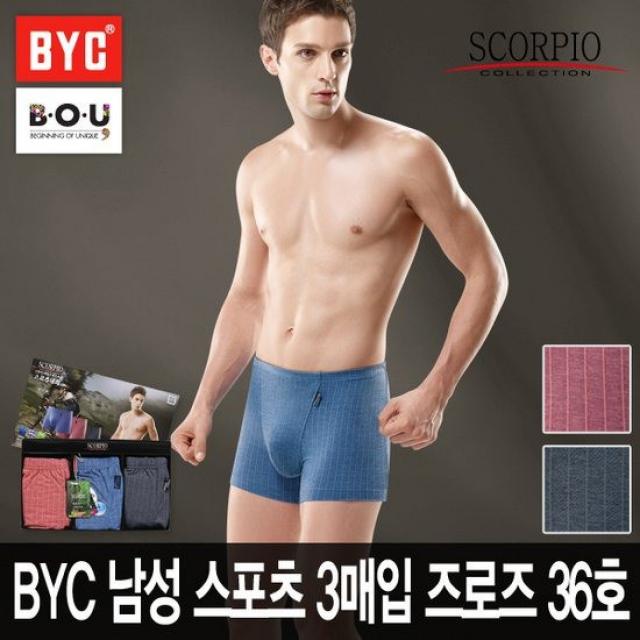 [비오유]BYC 남성 스포츠 3매입 즈로즈 36호/고급원사 흡한속건