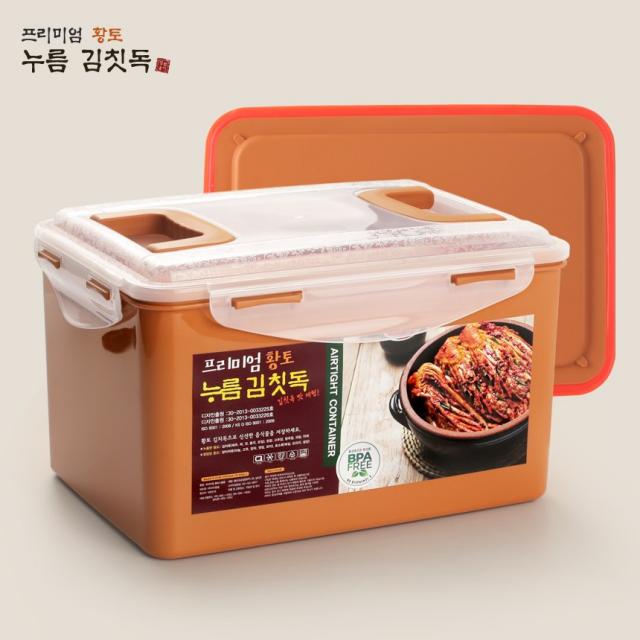 프리미엄 황토 누름 김칫독/누름독/누름통/김치통/누름돌/누름판/황토김치통/황토누름독/김치보관용기/밀폐용기/김치보관통, 황토김칫독8.5Lx1개