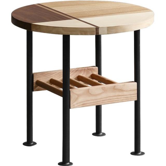 북유럽식 거실테이블 식 오리지날 경공업 레트로 원목 원형 더블 레이어 커피 사이드, 전체 복장, M 스팟