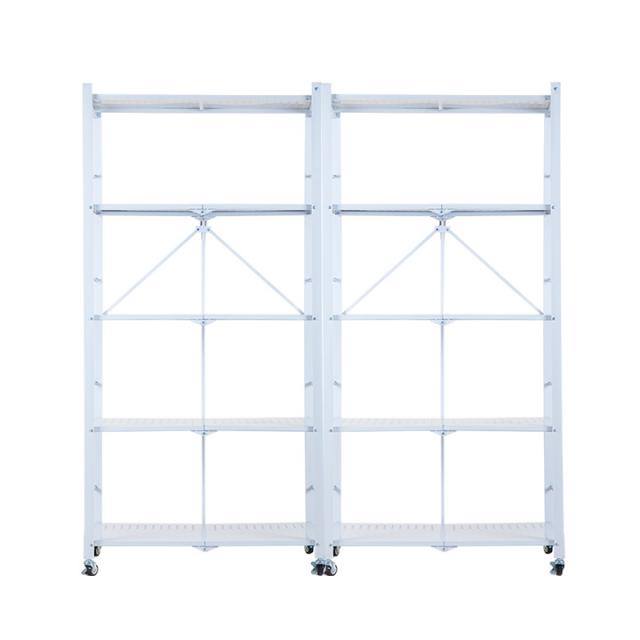 루마루 마리포사 다용도 원터치 5단+5단 철제 폴딩 수납선반, 화이트2세트