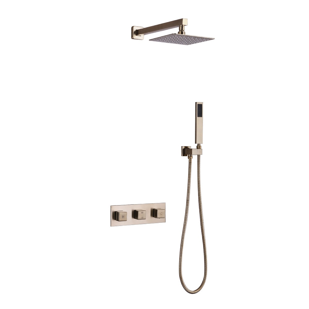 골든 닦았 샤워 세트 강우량 304 sus 샤워 헤드 벽 마운트 복고풍 스타일 비 울트라 얇은 샤워 헤드 세트 황동 수도꼭지, 1개