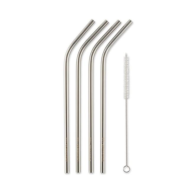 RSVP International Endurance 스테인리스 스틸 21.6cm(8.5인치) 음료 빨대 4개 | 5mm 대부분의 텀블러에 적합 재사용 가능 & 내구성 스무디 플랩, 단일상품