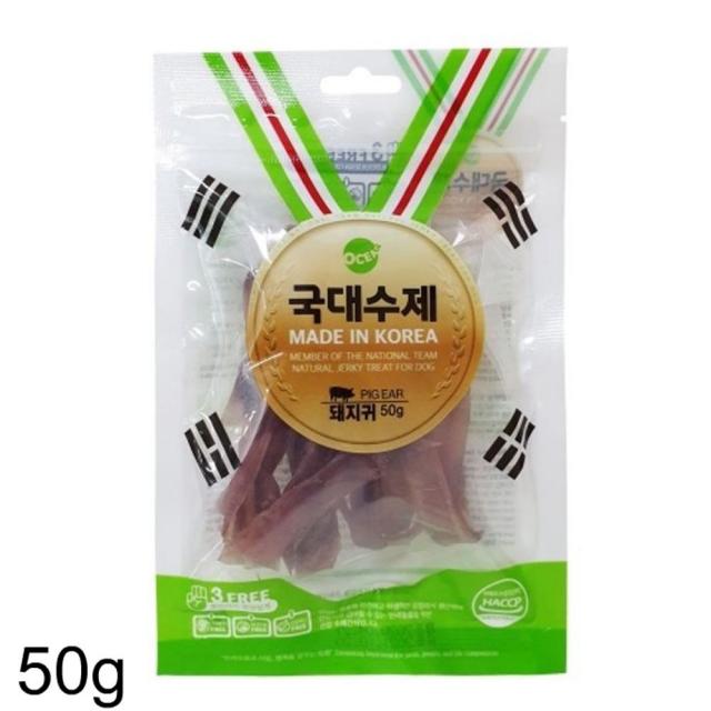 오래씹는개껌 애견껌간식 국가대표 수제간식 돼지귀 1팩 50g, 반려견간식  1, 반려견간식  본상품선택