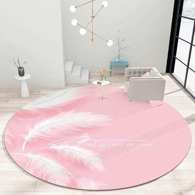 DFMEI 원형 러그 매트 침대 옆에 침실 3d 프린트 매트 사무실 문은 추상적인 쿠션 매트 매트 신선하다., DFMEI 핑크 깃털을 가졌다., 140*140cM