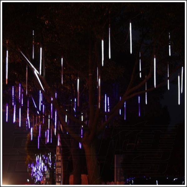 10 개/몫 80 cm 야외 풍경 조명 할로우 led 유성 샤워 강설량 비 튜브 조명 정원 웨딩 장식 garlands, 파란