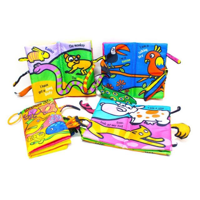 오감자극 유아선물 꼬랑지잡기 헝겊책4종 오감발달