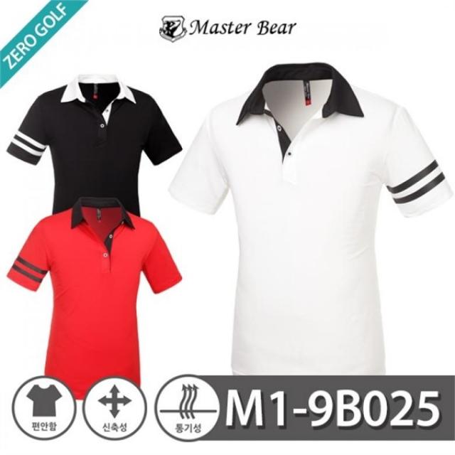 마스터베어 이선 포인트 카라 반팔티셔츠 Model No M1 9B025, 블랙