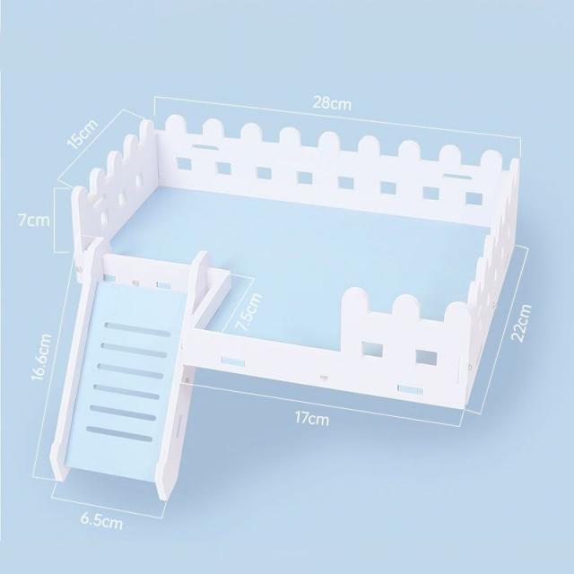 3단사다리 햄스터 평테이블 47/60기본우리 금사곰 전용 이층삼층 장난감 Diy사다리를 지니다 조경 작은애완동물 용품 C01 통용 T06 47평테이블 블루색 흰 울타