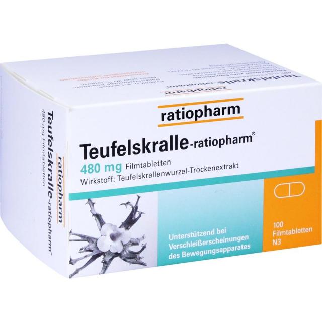 [독일 내수 정품](악마의발톱-비비율) TEUFELSKRALLE-RATIOPHARM Filmtabletten 100St