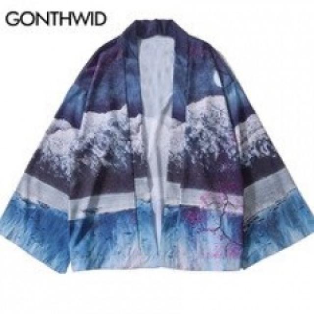  해외 남성상의 Gonthwid Paesaggio Stampa Kimono