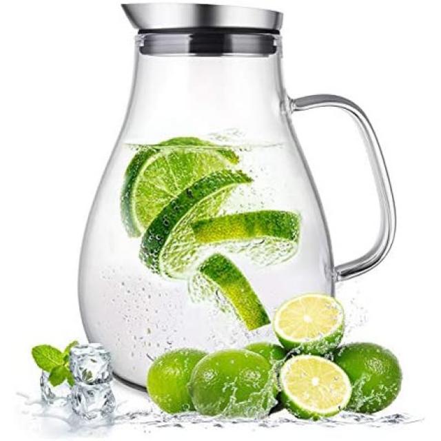 susteas 내열 유리 냄비 보리차 주전자 유리 냄비 내열 1.8 리터 보리차 냉장고 직화 물 사정 차 주전자, 상세 설명 참조0, 1800