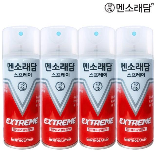 [정품] 멘소래담 멘소래담담 스프레이 파스 익스트림 에스 핫타입 180ml(x4개)(유통기한23년02월), 단품