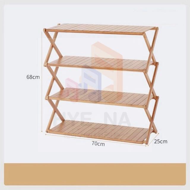 캠핑 우드선반 3단 4단 5단 폐쇄형 원목 우드쉘프 장식 화분 신발 소품 테이블 접이식 정리대, 1개, 4단70cm