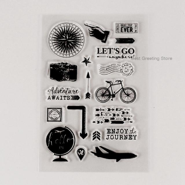 Scrapbooking 2017 여행 우표를위한 여행 우표 실리콘 여행자 노트북 모험은 계획자 우표를 기다립니다, 단일옵션선택, 단일