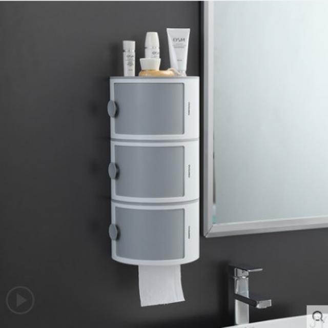 일본수입 MUJI™ 화장실 휴지통 화장실 가정용 수납 롤 종이걸이 펀치 홀더 벽걸이 레이어드마련하다, 모든일치회색[세레이어]