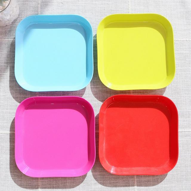 로디나 식사를 대접하다 접시와 토골나비 비닐 플라스틱 사각접시 디저트 그릇 반찬접시 쓰레기 앞 자, 4 정 사각형 순 4색상 작은방 접시