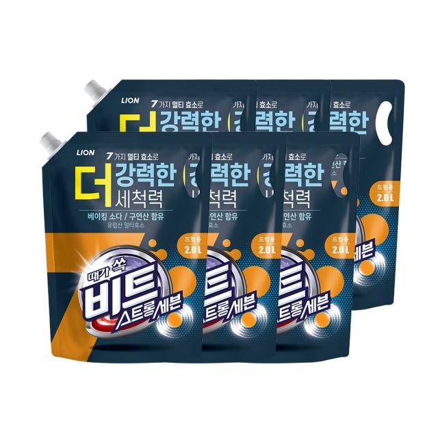 비트 스트롱 세븐 드럼용 액상세제 리필, 2L, 6개