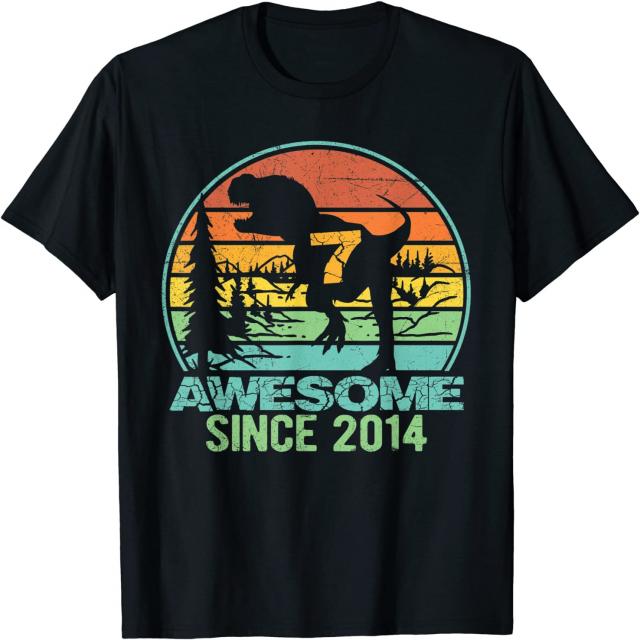 브랜드없음 2014년부터 굉장하다 7th Birthday Dinosaur 7 Year Old Boy Kids T Shirt