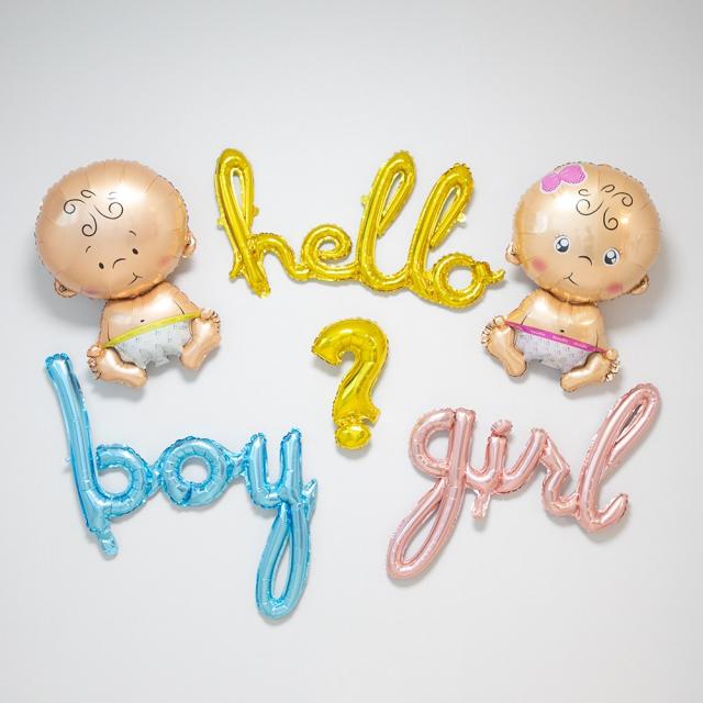 [젠더리빌파티] HELLO+흘림체 보이걸 SET 성별공개 베이비샤워