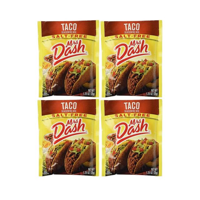 Mrs. Dash Taco Seasoning Mix 미세스 대쉬 무염 타코 양념 믹스 1oz(35g)x4팩, 1개