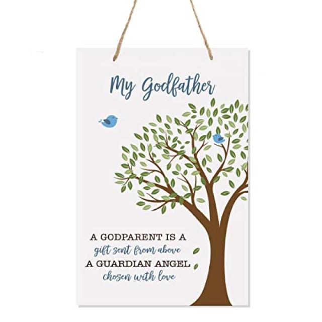 LifeSong Milestones 침례식 세례자 딸을위한 현대 로프 나무 기호 Godchild Godson Goddaughter 자식 첫 (Godfather is a Gift), Godfather is a Gift, Godfather is a Gift