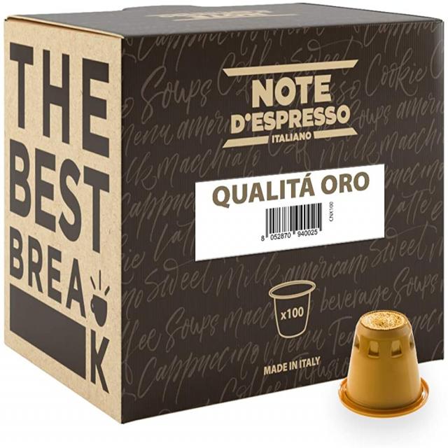 Espresso Note-Nespresso * 머신과 독점적으로 호환되는 Qualità Oro 커피 캡슐 100 개 100 x 5.6g, 단일상품