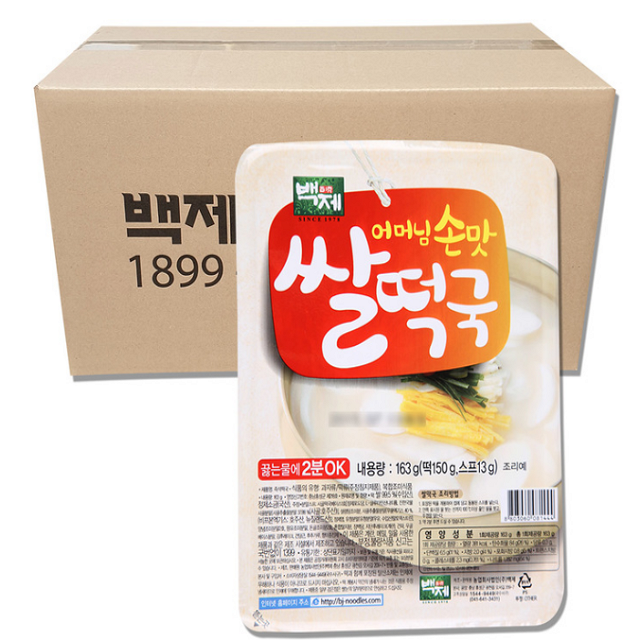 백제 진한 사골 국물맛 쌀떡국 163g x 24개 1박스, 1box