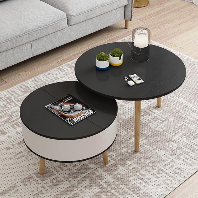 원목거실테이블 나무 우드 디자인 모던 심플 북유럽 쇼파 좌식 티, 블랙앤화이트